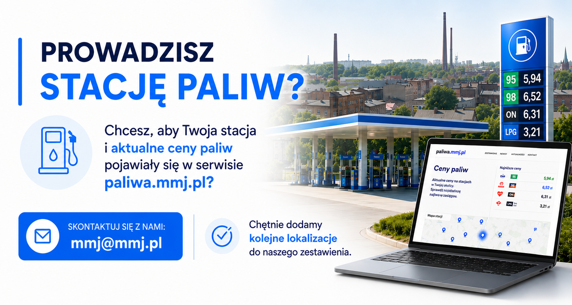 Prowadzisz stację paliw? Skontaktuj się z MMJ, aby dodać stację i aktualne ceny paliw do serwisu paliwa.mmj.pl
